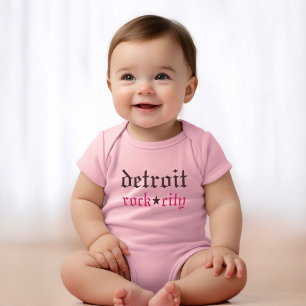Body Para Bebé Bebé rosa de la ciudad de rock de Detroit