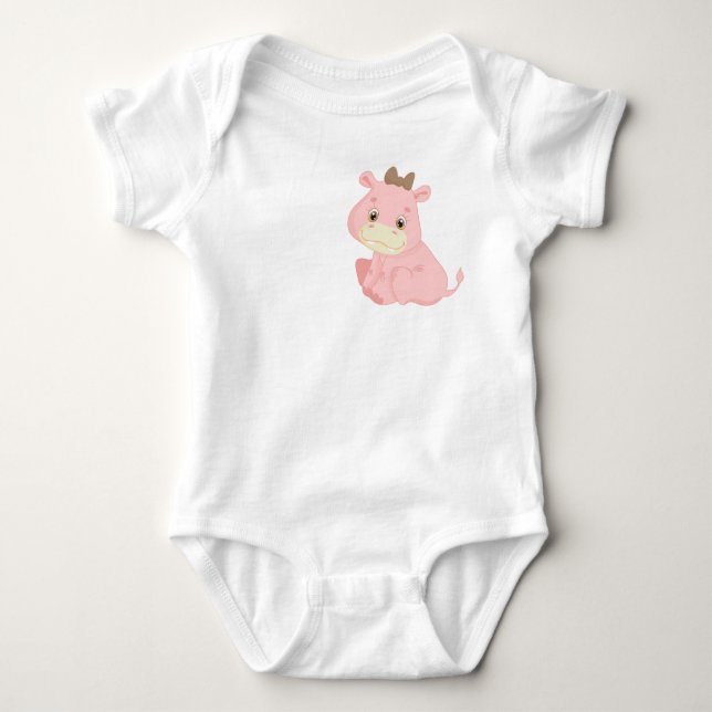 Body Para Bebé Bebé rosa Hippo (Anverso)