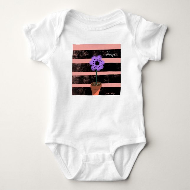 Body Para Bebé Bebé Tiras de Planta Morada Verano (Anverso)