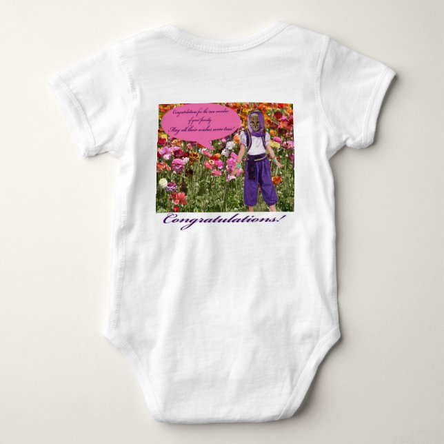 Body Para Bebé bebé una pieza. Felicitaciones. ocelot/genie (Reverso)