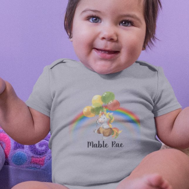 Body Para Bebé Bebé Unicornio con Globo Arcoíris Nombre  (Subido por el creador)