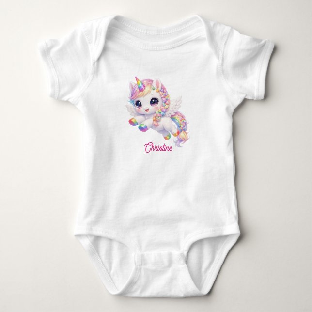 Body Para Bebé Bebé Unicornio de Arcoíris Mágico (Anverso)