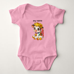Body Para Bebé Bebés Lindos Vaca con Flores Paño de Burbujas