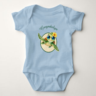 Body Para Bebé Bebés Tortugas Marinas Adorables con Flores Tropic