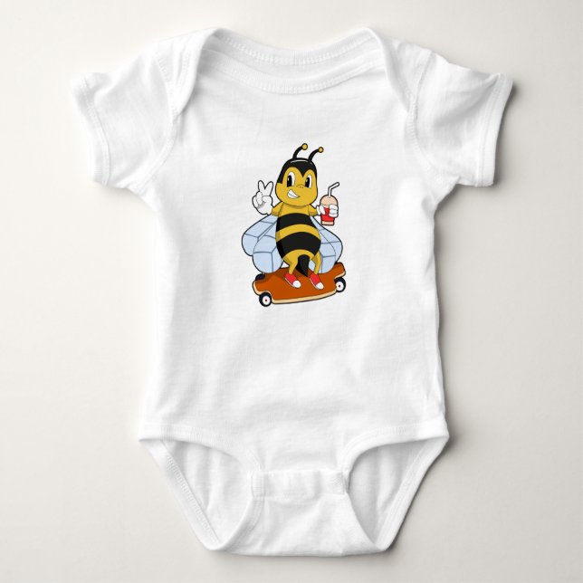 Body Para Bebé Bee as Skater con Skateboard (Anverso)