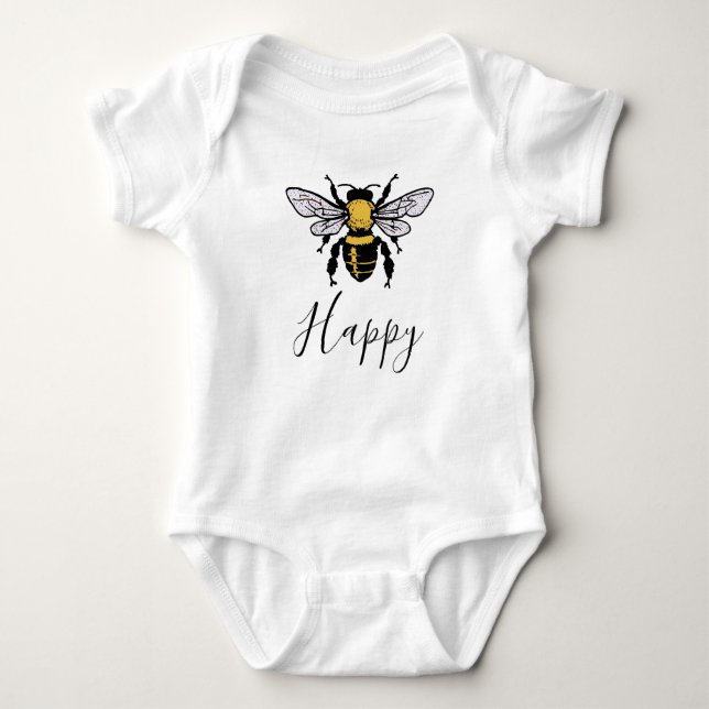 Body Para Bebé Bee Happy Baby Bodysuit (Anverso)
