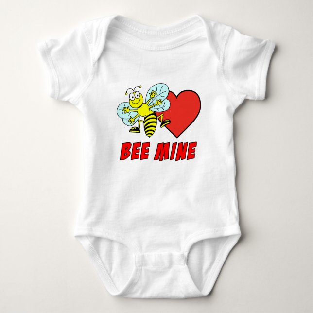 Body Para Bebé Bee Mine Cute Valentine Personalizado (Anverso)