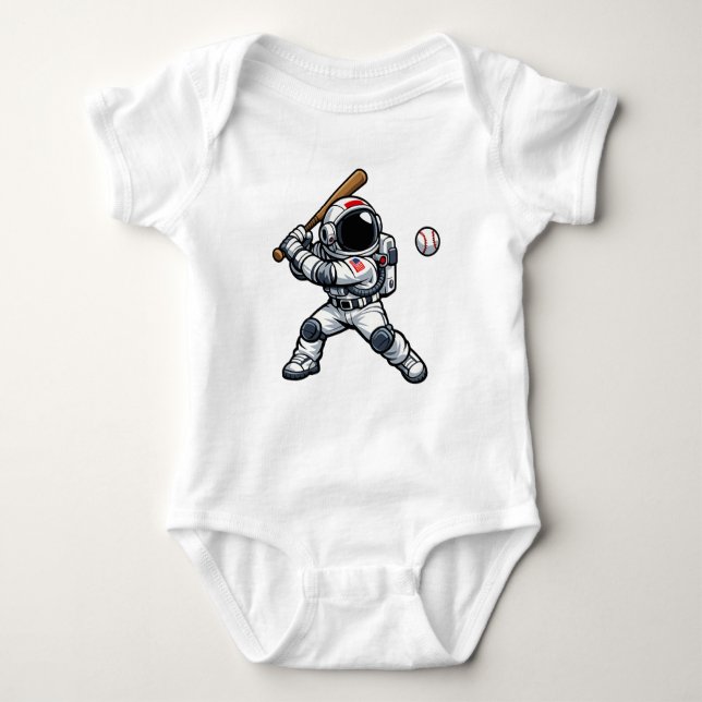 Body Para Bebé Béisbol Astronauta (Anverso)