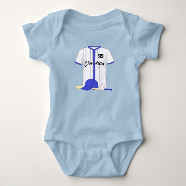 Body Para Bebé Béisbol azul personalizado (Anverso)