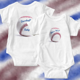 Body Para Bebé Béisbol blanco con Personalizable Red Stitching