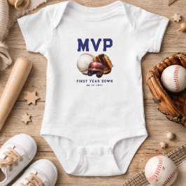 Body Para Bebé Béisbol Primer Año Abajo 1er Cumpleaños