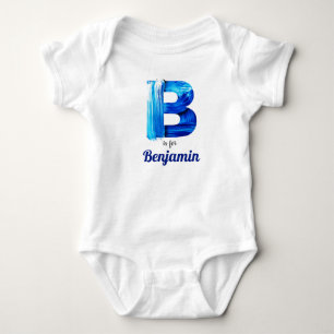 Body Para Bebé Benjamin Nombre Revelar Letra B Boy Ben Paint Azul