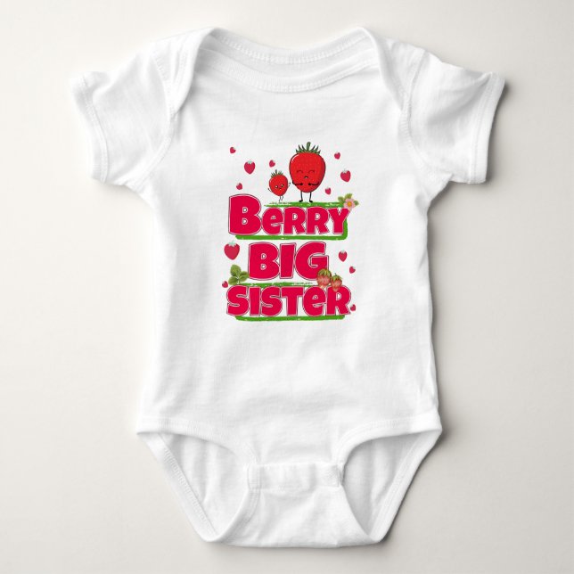 Body Para Bebé Berry Big Sister - Cute Fresa Pun (Anverso)
