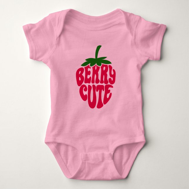 Body Para Bebé Berry Cute Strawberry Chica Power Retro Style (Anverso)