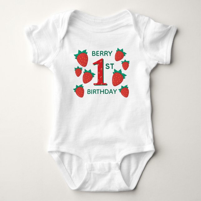 Body Para Bebé Berry First Birday Strawberry Baby Outfit (Anverso)