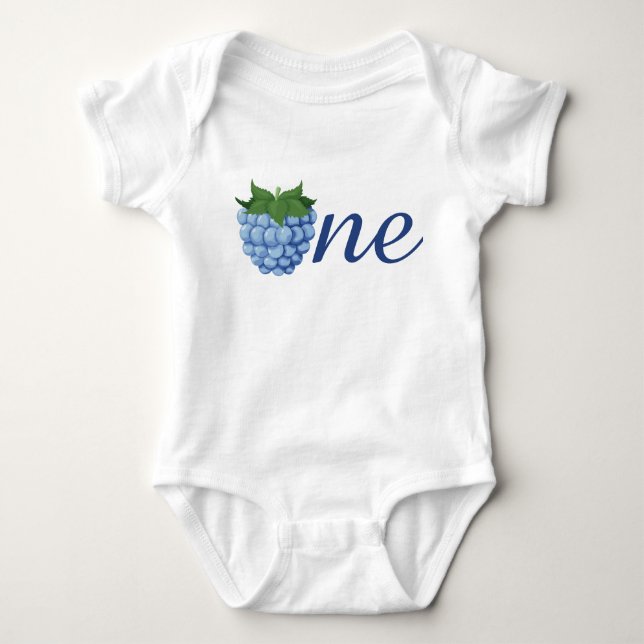 Body Para Bebé Berry One Blue rapsberry Boy Cumpleaños (Anverso)