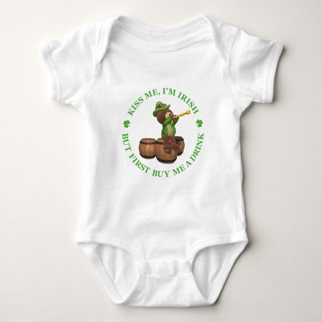Body Para Bebé Bésame, soy irlandés - pero primero compre una beb (Anverso)
