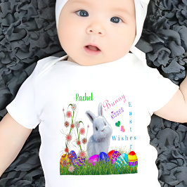 Body Para Bebé Besos de conejito Deseos de Pascua Nombre de bebé 