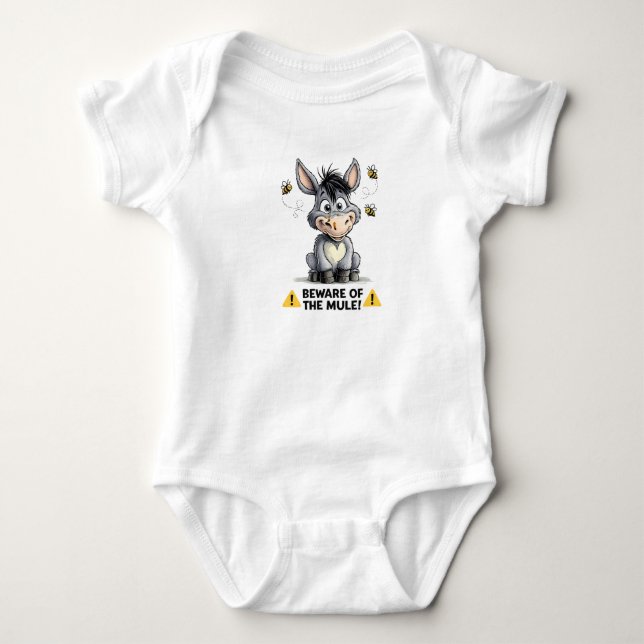 Body Para Bebé Beware Of The Mule Funny Donkey Warning Design (Anverso)