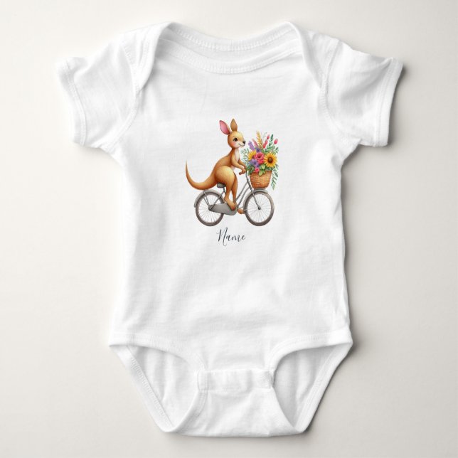 Body Para Bebé Bicicleta floral Kangaroo Baby Bodysuit (Anverso)