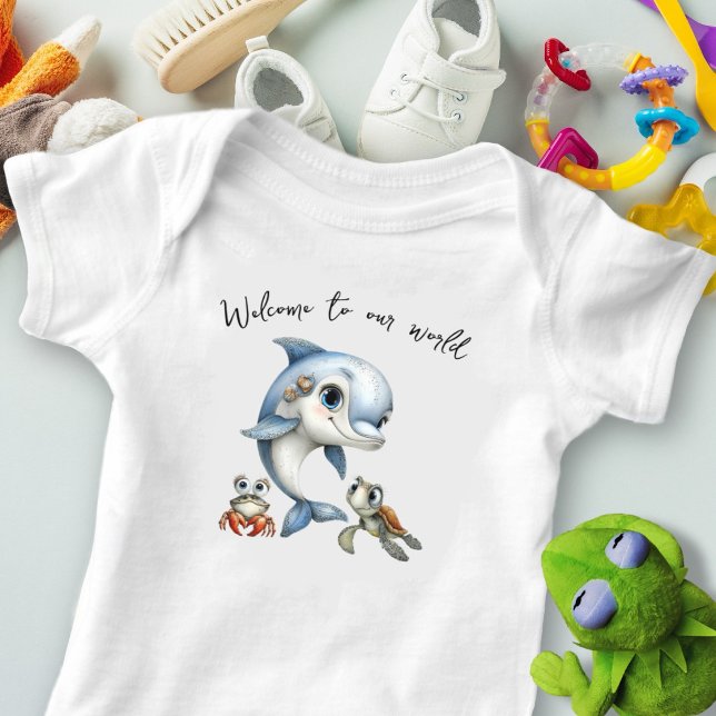 Body Para Bebé Bienvenida al nuevo bebé delfín (Subido por el creador)