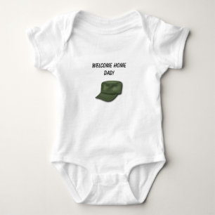 Body Para Bebé Bienvenido a casa editable Gorra de papá soldado