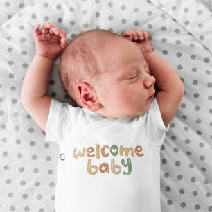 Body Para Bebé Bienvenido Bebé Boho Letra Colorido Infantil