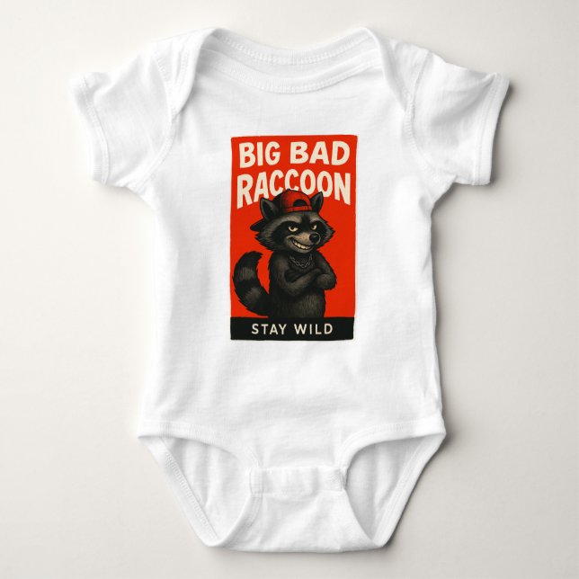 Body Para Bebé Big Bad Raccoon – Funny Wild Animal (Anverso)