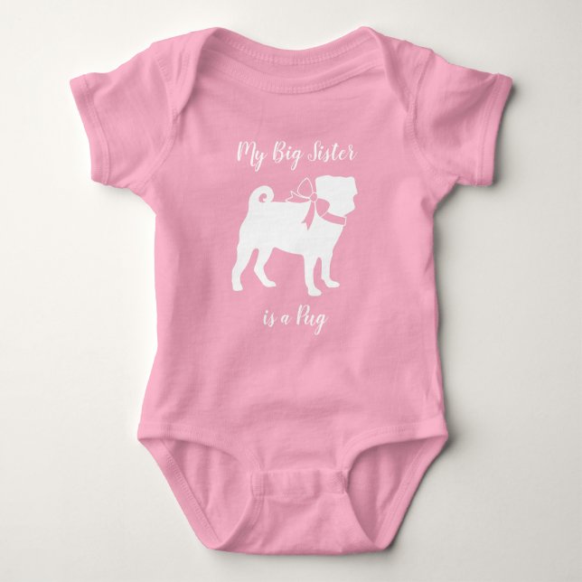 Body Para Bebé Big Sister Pug Dog (Anverso)