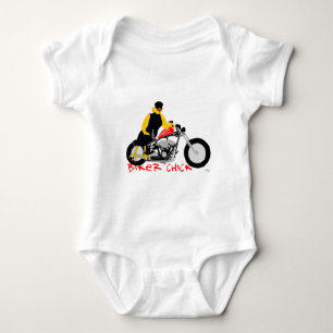 Body Para Bebé BIKER CHICK sentado en su motocicleta