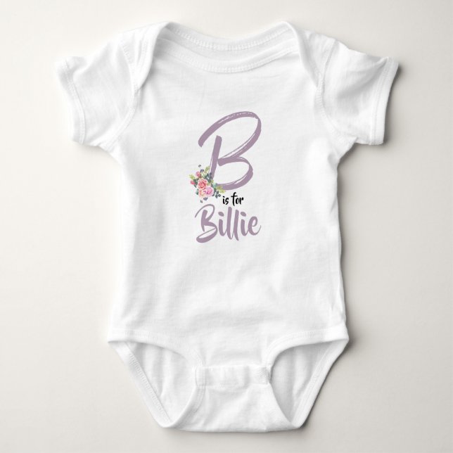 Body Para Bebé Billie Name Baby Set Letra B Romper Floral (Anverso)