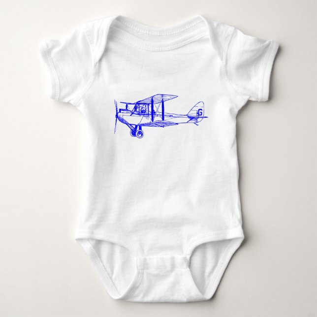 Body Para Bebé Biplano Antiguo - Azul (Anverso)