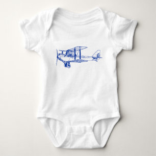Body Para Bebé Biplano vintage - Azul marino
