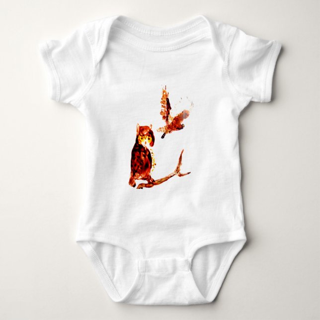 Body Para Bebé Bird Art Tawny Owls (Anverso)