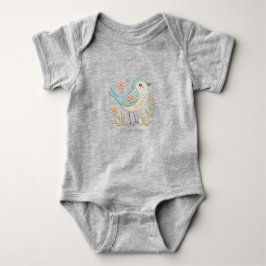 Body Para Bebé Bird Floral Embroidery Green Baby Bodysuit