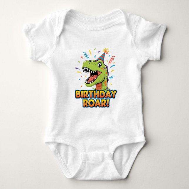 Body Para Bebé Birthday Roar Cute Dinosaur Birthday Party Design (Anverso)