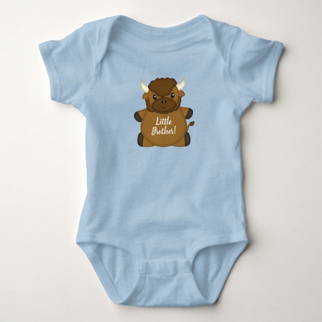 Body Para Bebé Bison Buffalo Baby Shower Blue (Anverso)