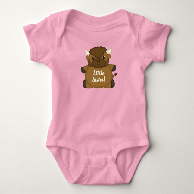 Body Para Bebé Bison Buffalo Baby Shower Pink (Anverso)
