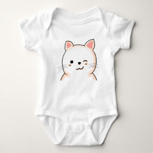 Body Para Bebé Bistes de gato lindo Wink Mascota de gato blanco d