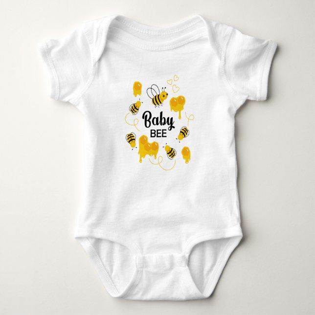Body Para Bebé Black and Yellow Baby Bee Honeycomb Baby Romper (Anverso)
