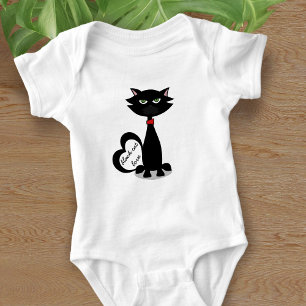 Body Para Bebé Black Cat Love Personalizado Kitty Baby Bodysuit
