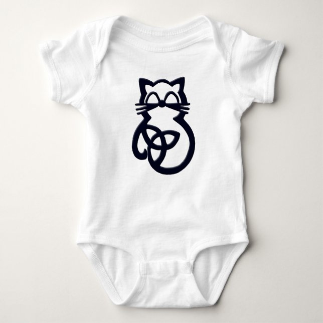 Body Para Bebé Black Trinity Knot Celtic Cat Baby One Piece (Anverso)