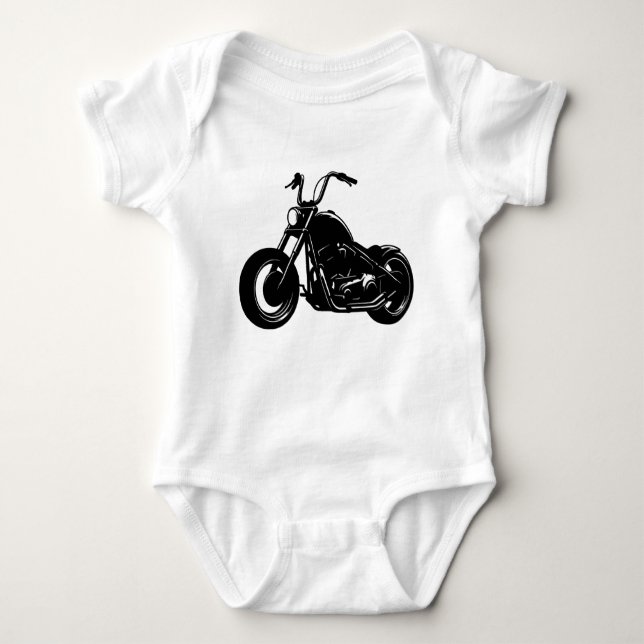 Body Para Bebé Black White Classic Cruiser Motorcycle Vector Art (Anverso)