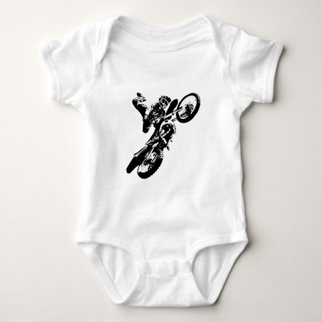 Body Para Bebé Black White Pop Art Motocross Motoryle Sport (Anverso)
