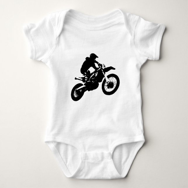 Body Para Bebé Black White Pop Art Motocross Motoryle Sport (Anverso)