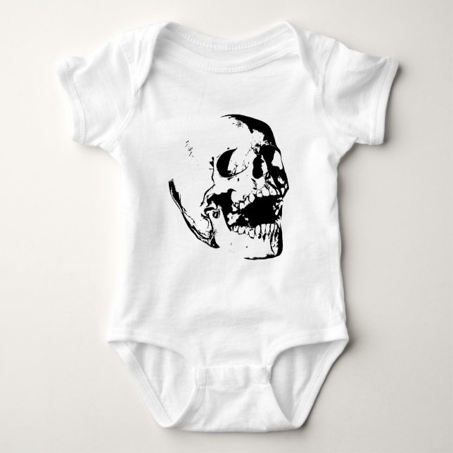 Body Para Bebé Black White Skull (Anverso)