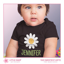Body Para Bebé Blanca Flor de Margarita Simple Moderna Personaliz