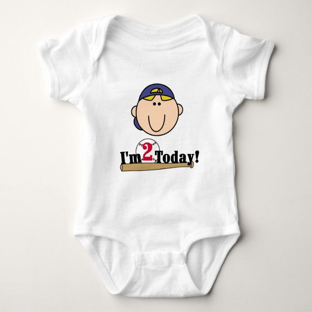 Body Para Bebé Blond Boy Baseball 2º Aniversario de la camiseta (Anverso)