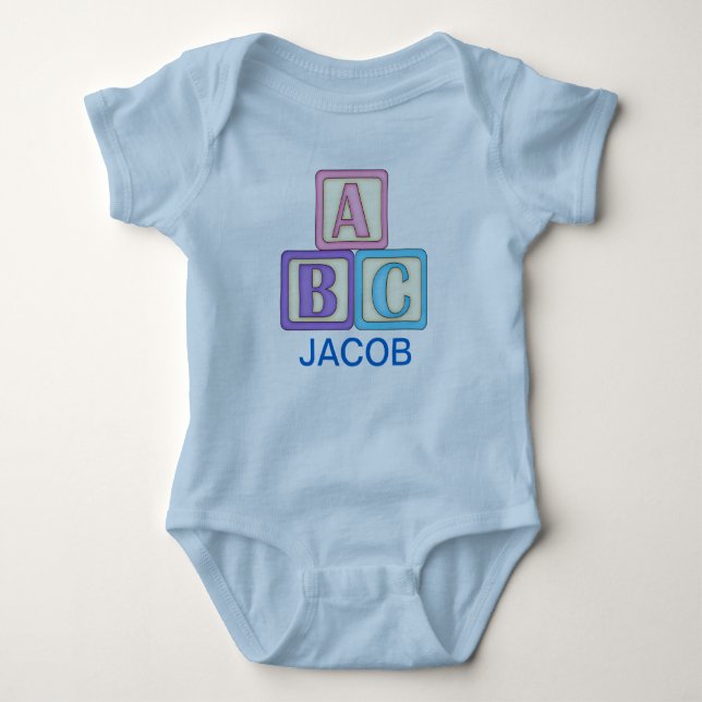 Body Para Bebé Bloques de juego ABC con texto personalizable (Anverso)