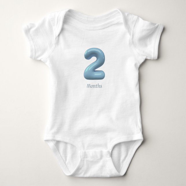 Body Para Bebé Blue 3D Number 2 - 2 Months Baby Bodysuit (Anverso)